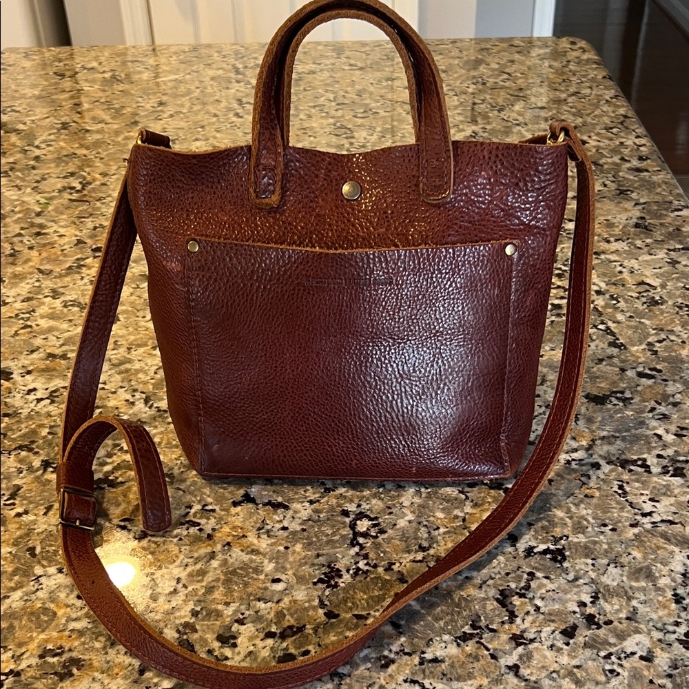 Portland Leather MINI crossbody purse with canvas insert.